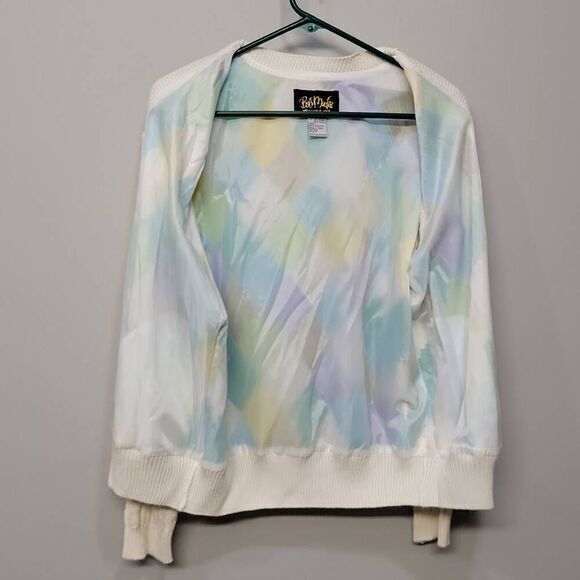 Bob Mackie Wearable Art Cardigan Jacket Small Multi Color Cable Knit Silk Unique - Picture 4 of 9